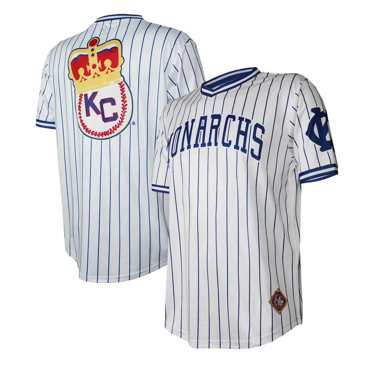 kansas city monarchs stitches white v neck jersey