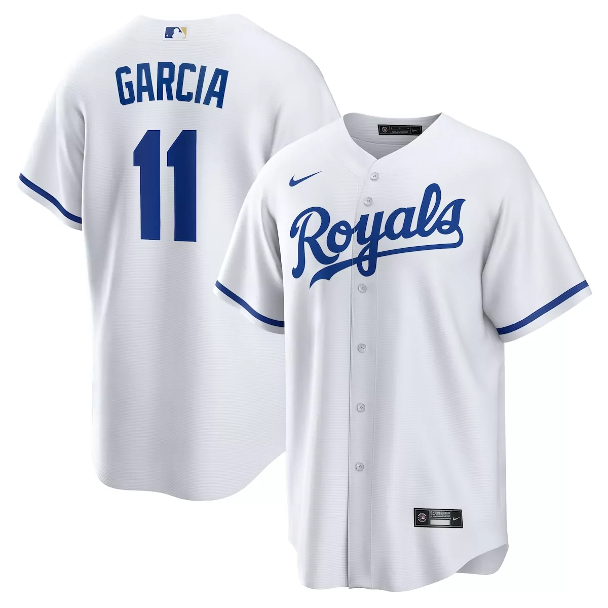 kansas city royals maikel garcia white home jersey e4x