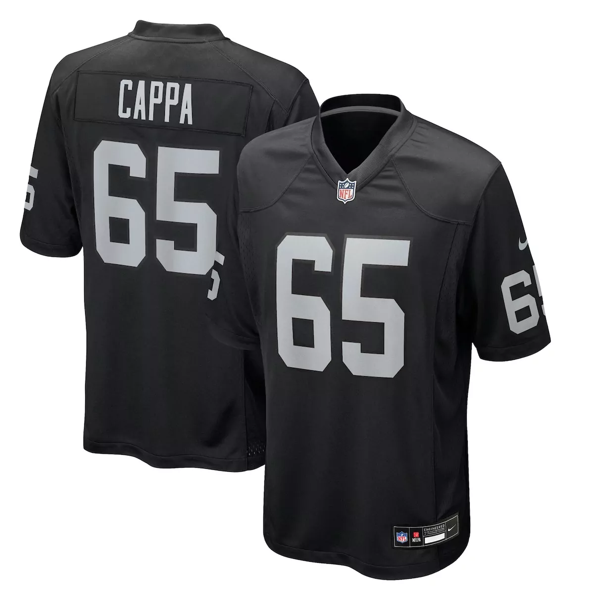 las vegas raiders alex cappa black team game jersey en1