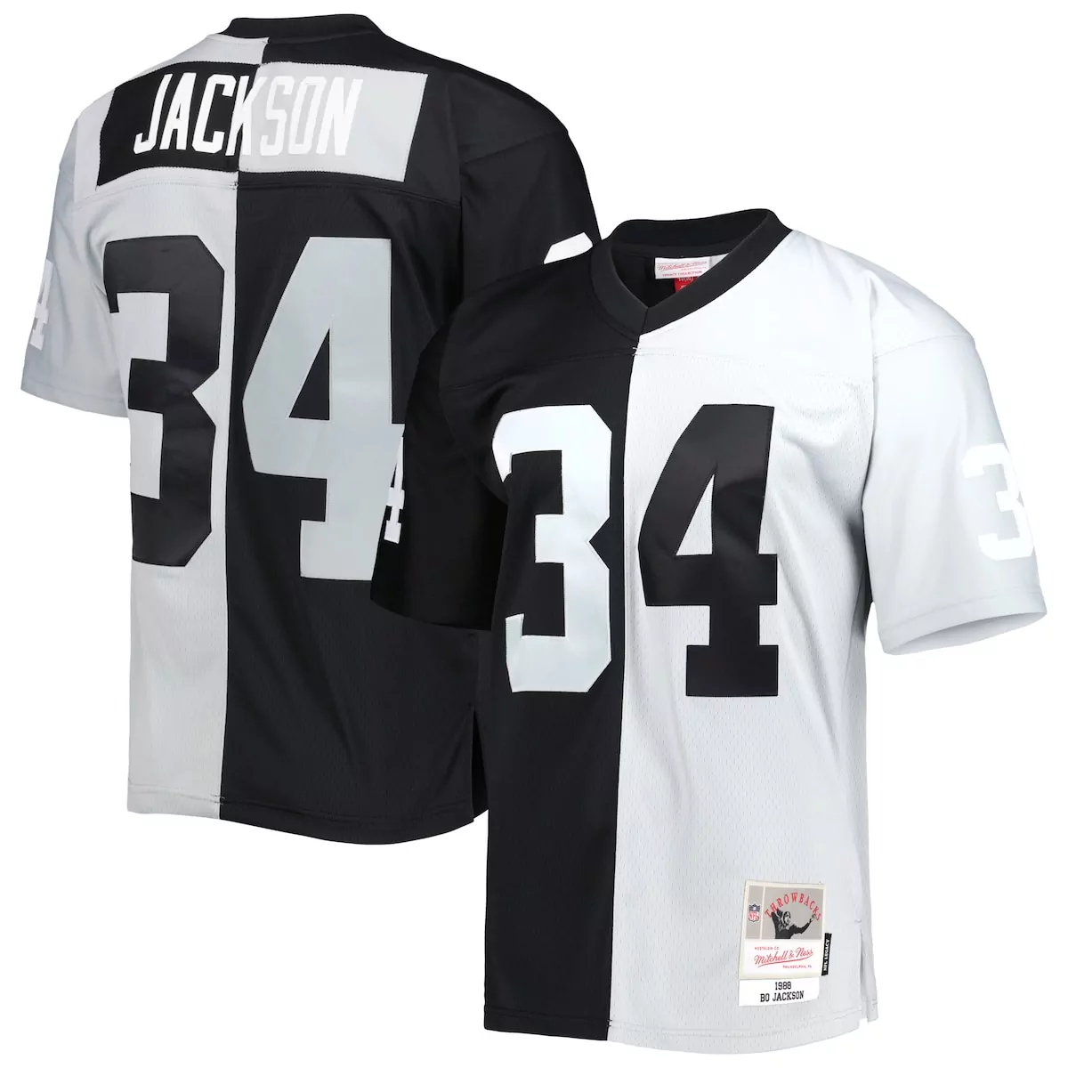 las vegas raiders bo jackson black silver 1988 split legacy jersey