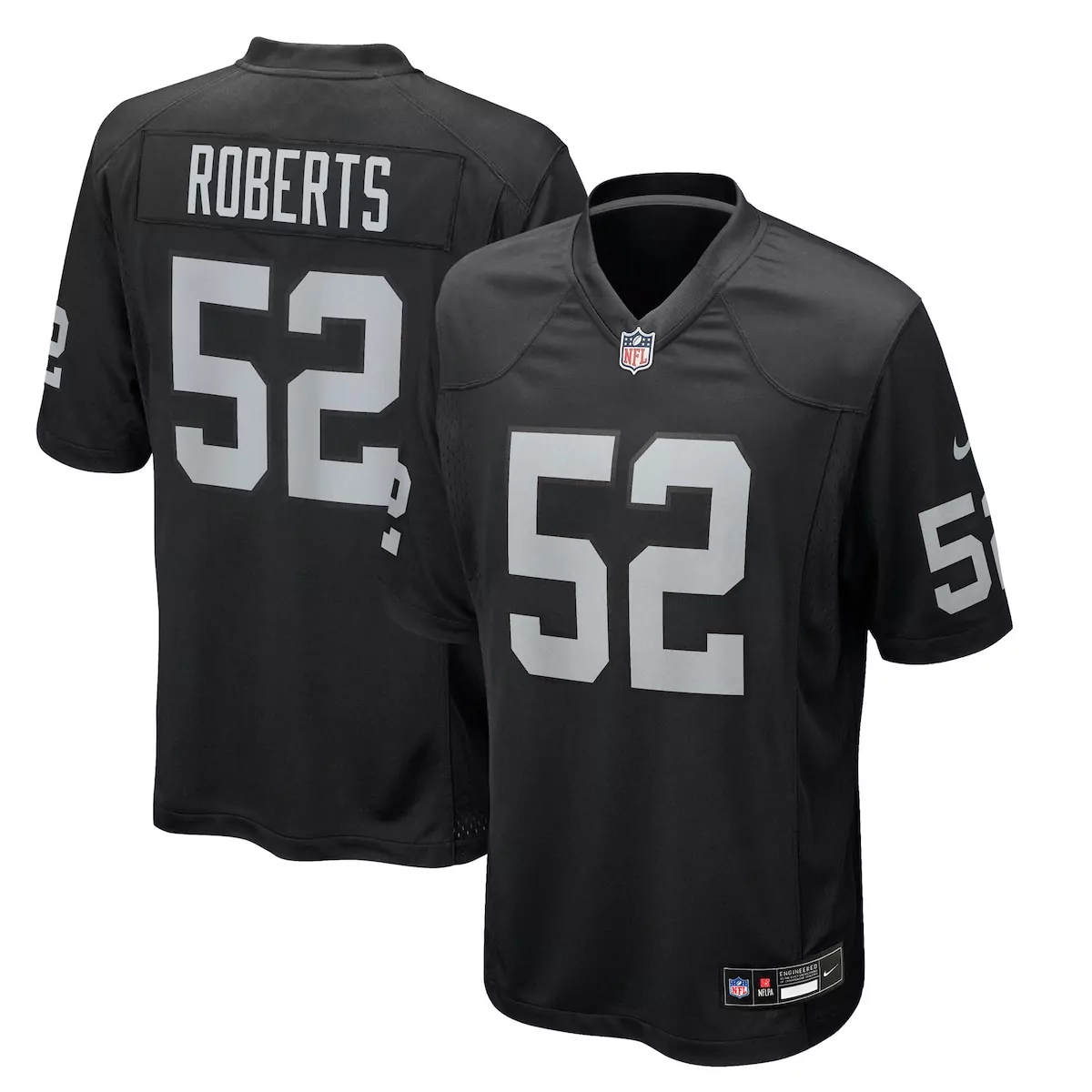 las vegas raiders elandon roberts black team game jersey ry3