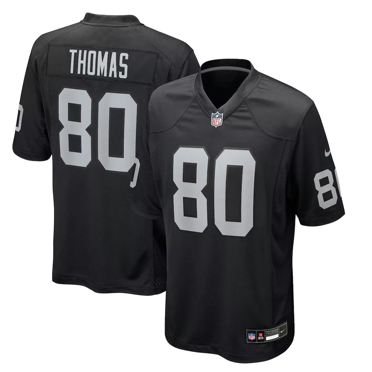 las vegas raiders ian thomas black team game jersey w1m