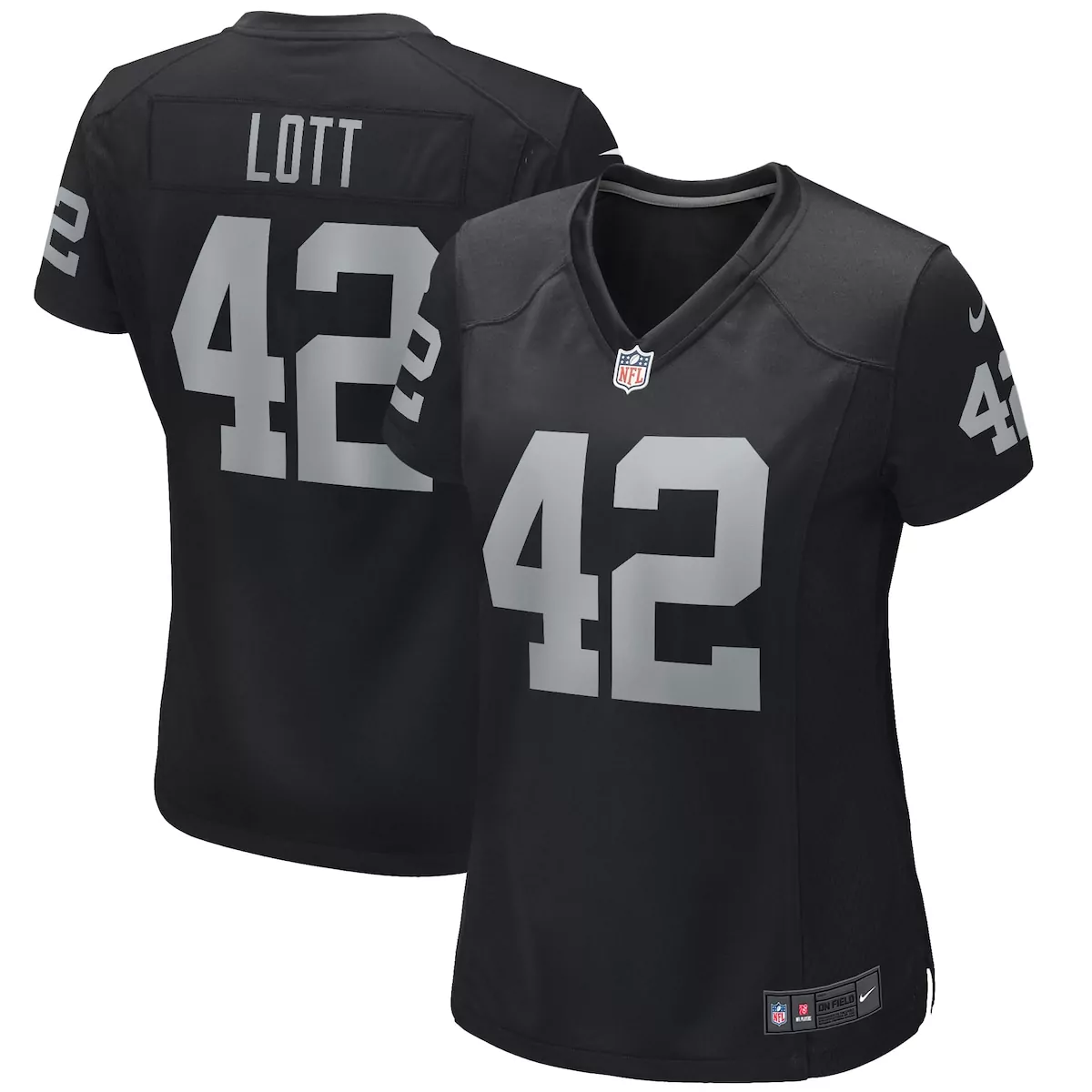 las vegas raiders ronnie lott black game retired player jersey ojr