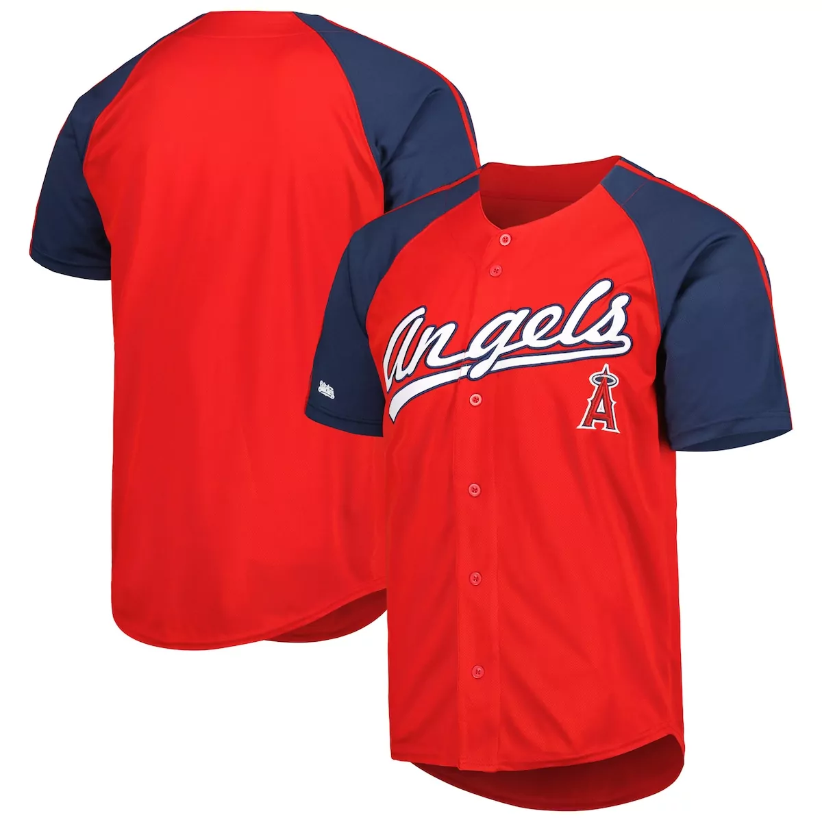 los angeles angels stitches red button down raglan fashion jersey