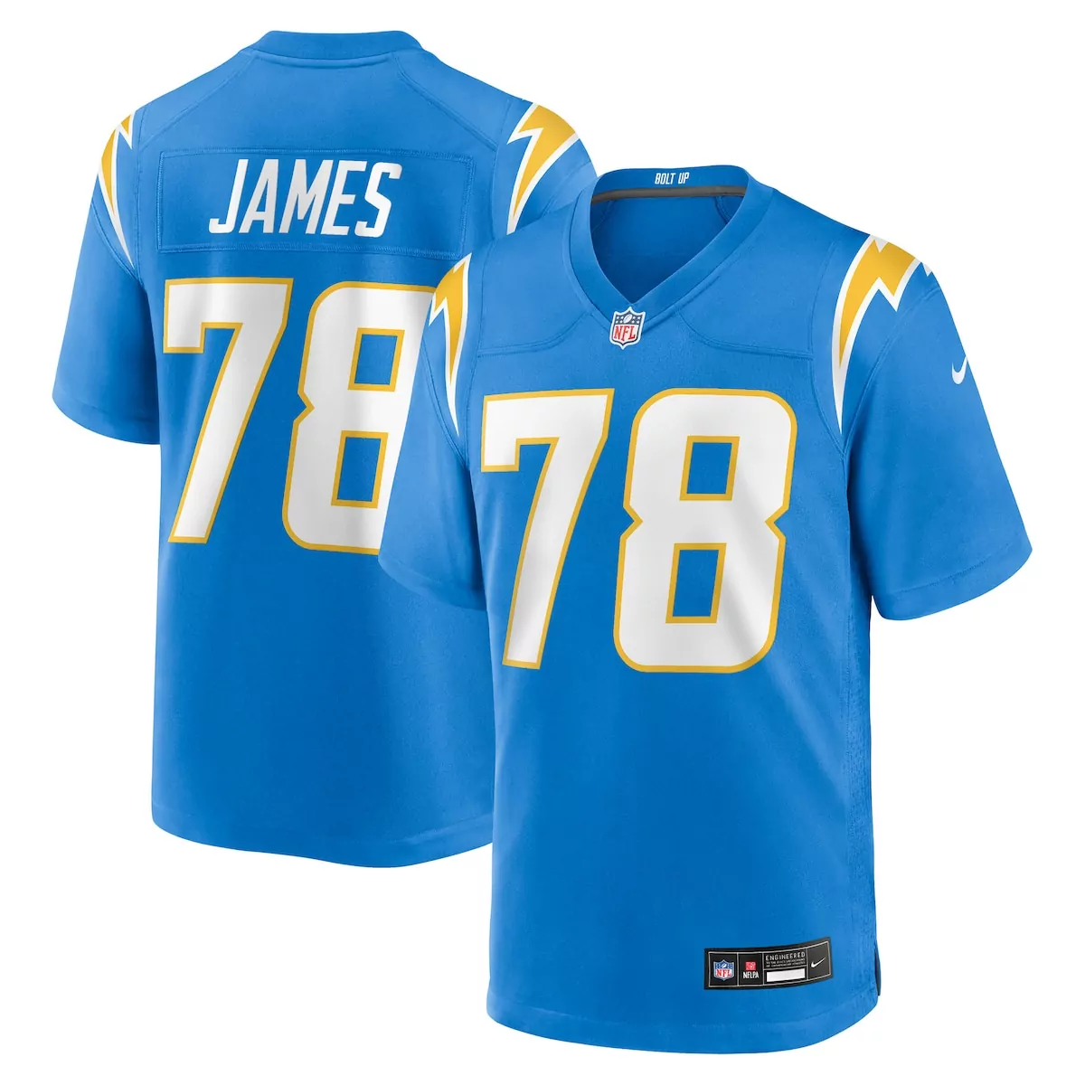 los angeles chargers andre james powder blue team game jersey i61
