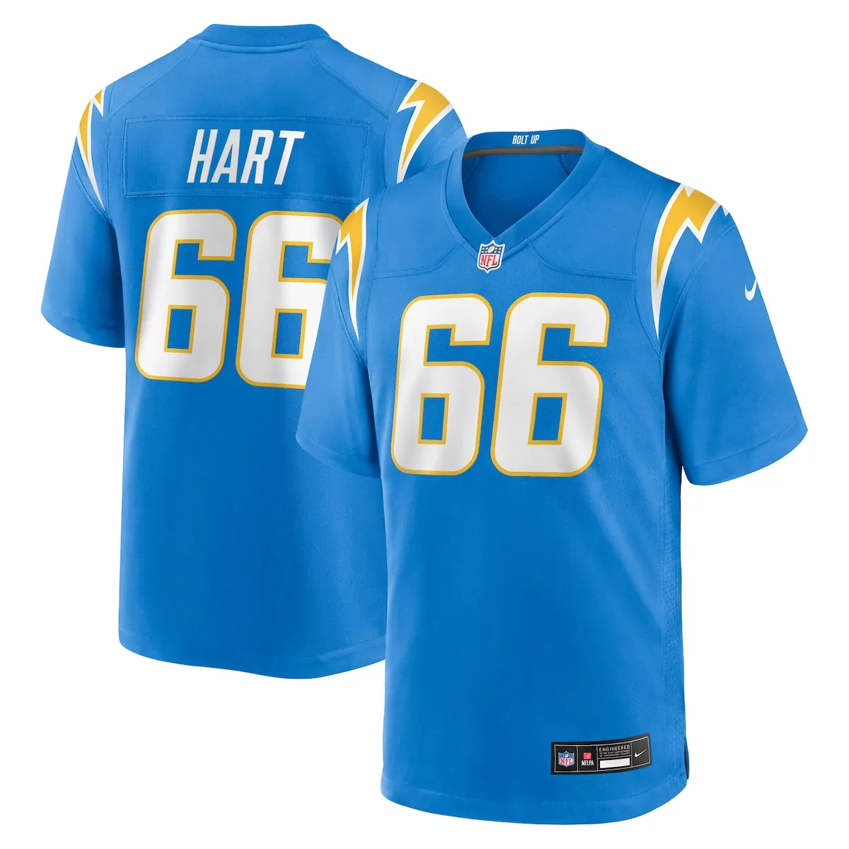 los angeles chargers bobby hart powder blue team game jersey obl