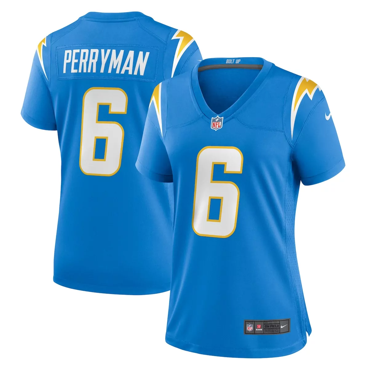 los angeles chargers denzel perryman powder blue game jersey at2