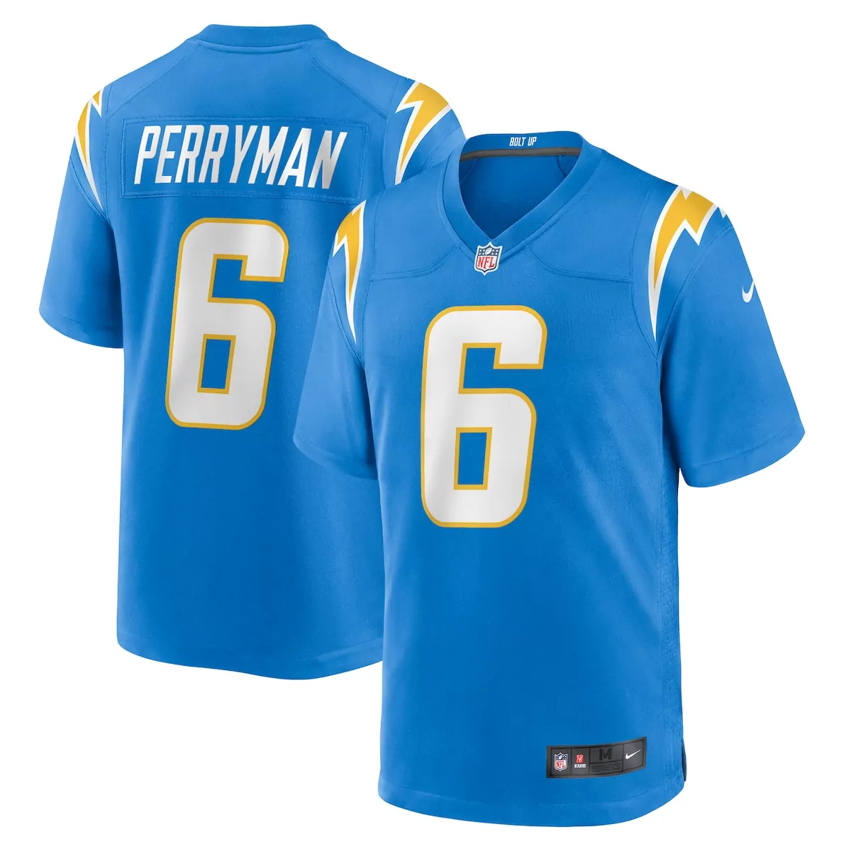 los angeles chargers denzel perryman powder blue game jersey at2