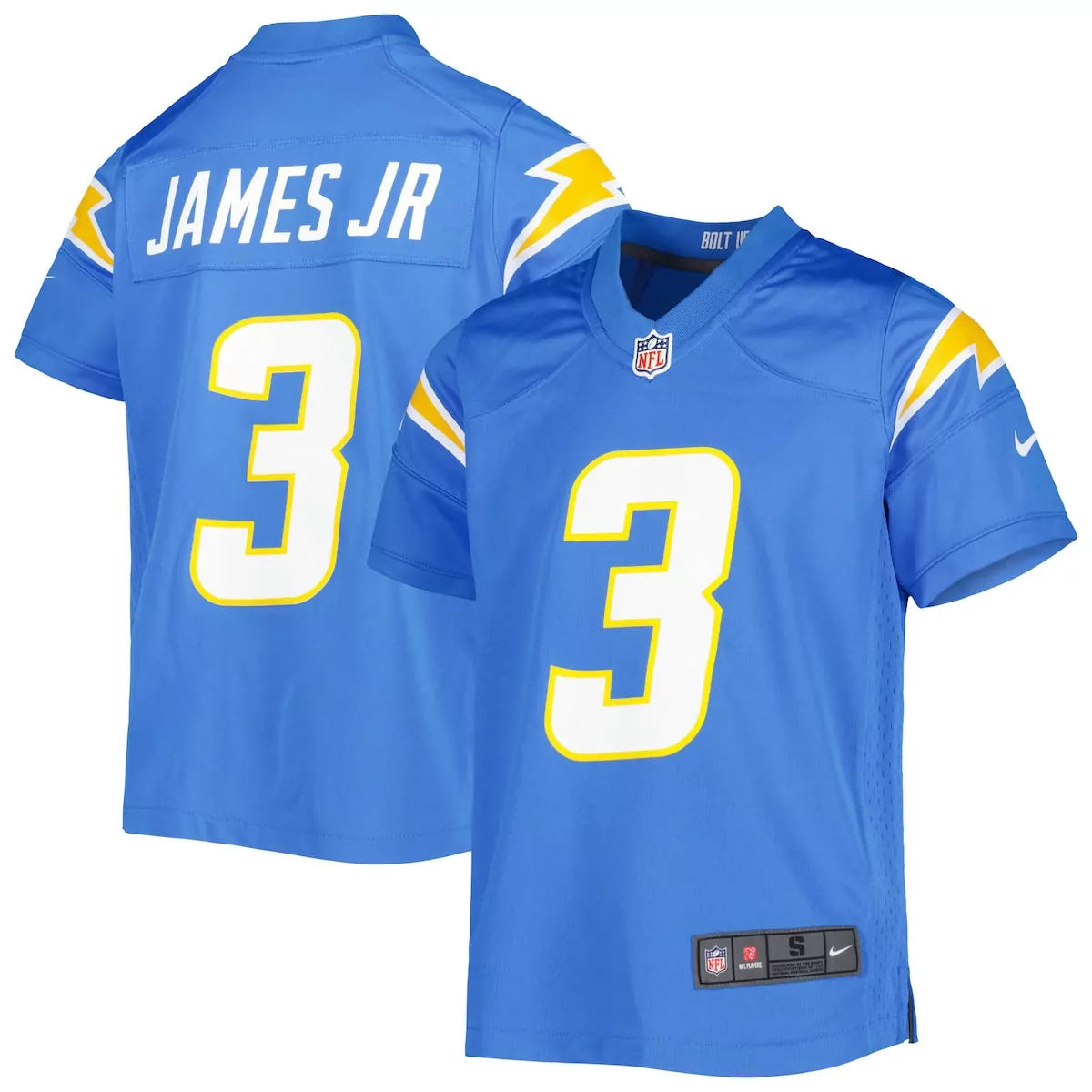 los angeles chargers derwin james jr powder blue game jersey tas
