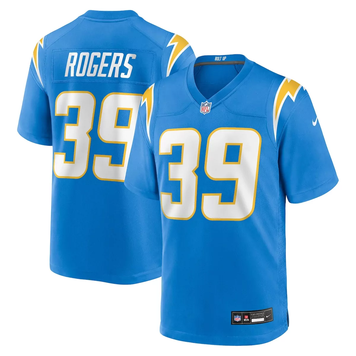 los angeles chargers eric rogers powder blue team game jersey 343