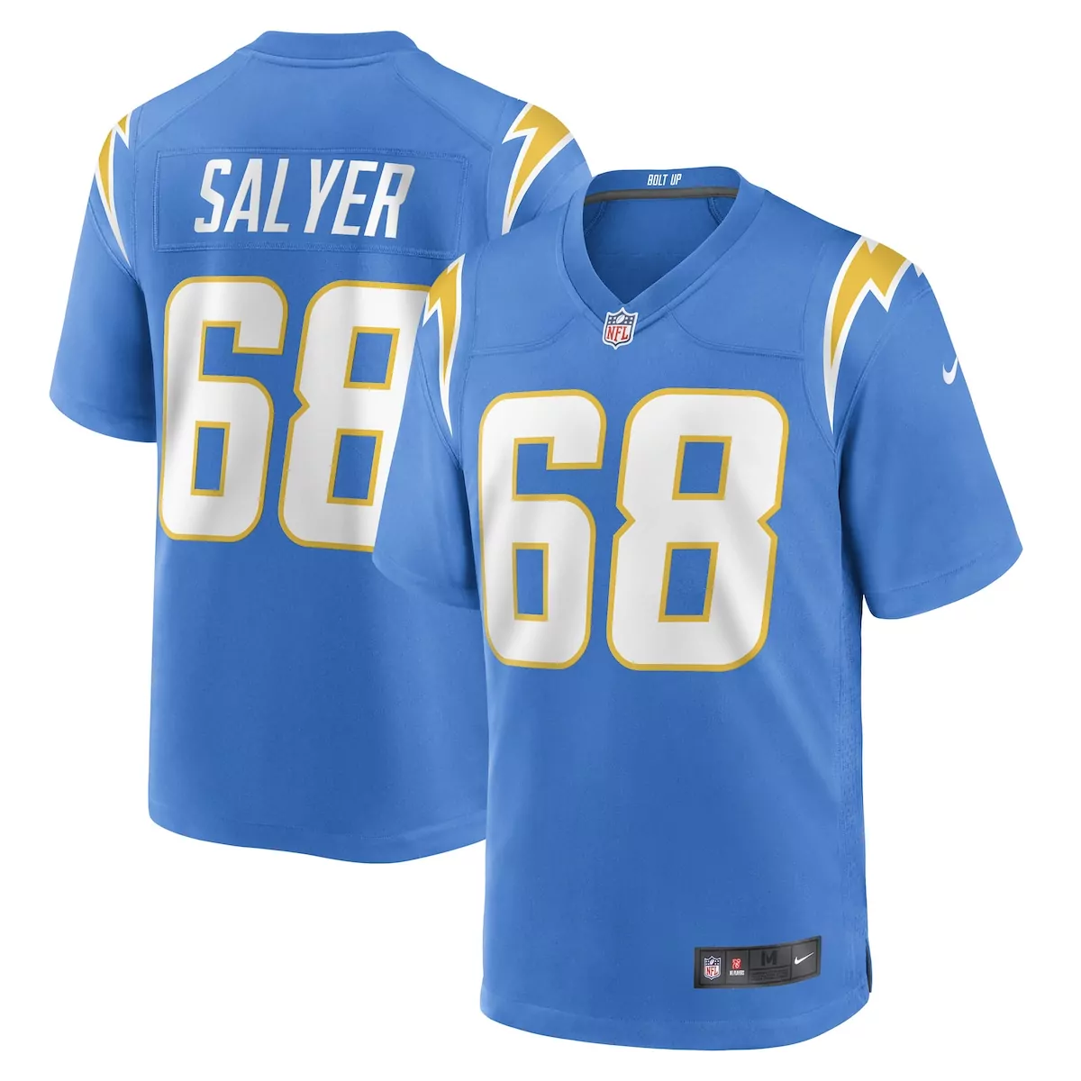 los angeles chargers jamaree caldwell powder blue team game jersey 99k