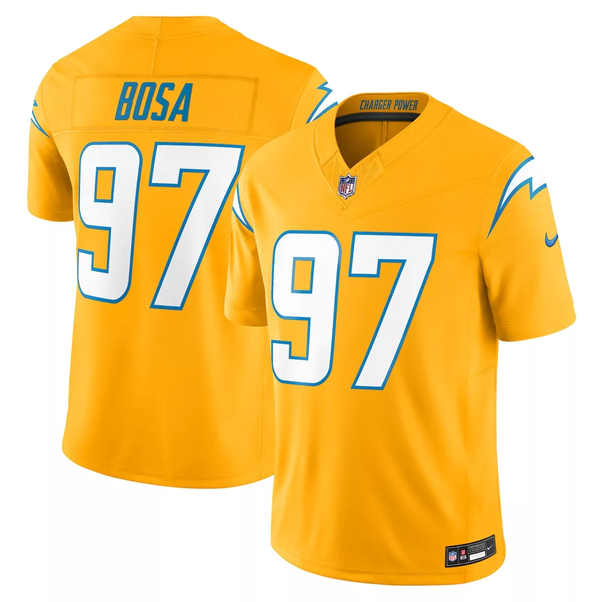 los angeles chargers joey bosa gold alternate charger power vapor f u s e limited jersey ehg