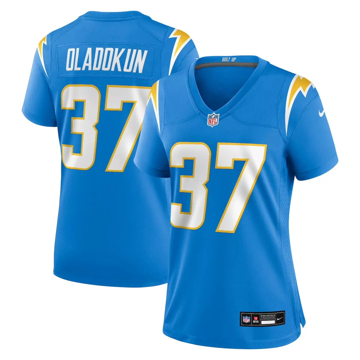 los angeles chargers jordan oladokun powder blue team game jersey lvl
