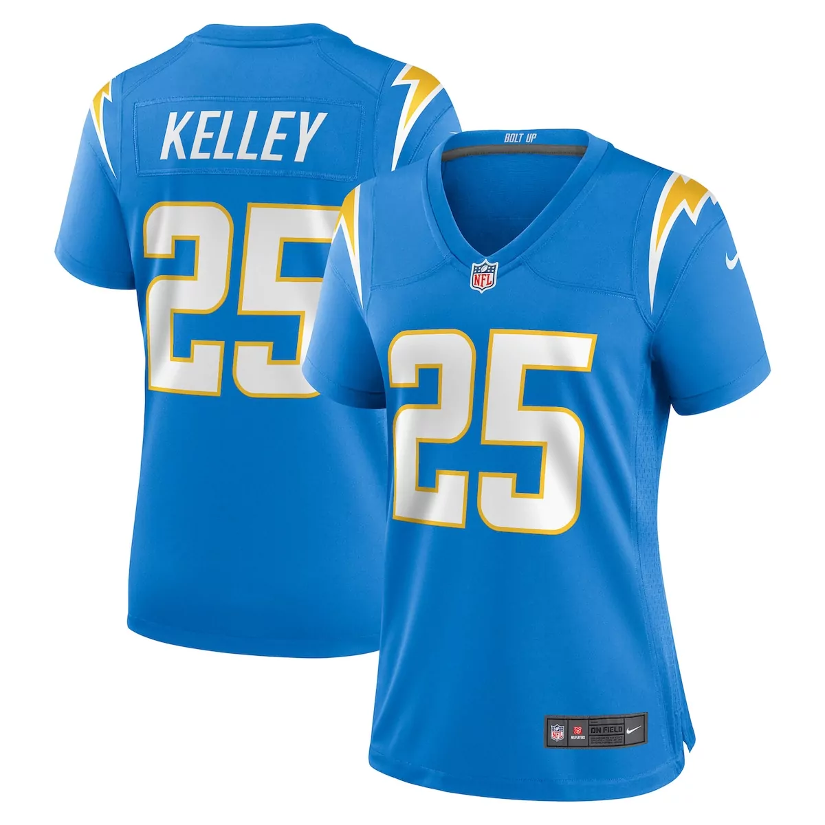 los angeles chargers joshua kelley powder blue player game jersey dyq