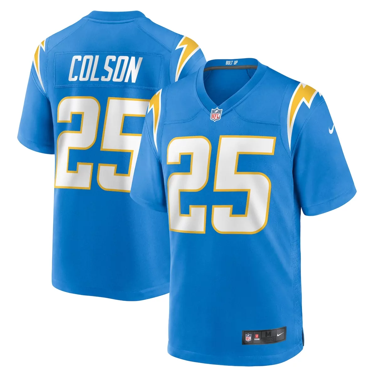 los angeles chargers joshua kelley powder blue player game jersey dyq