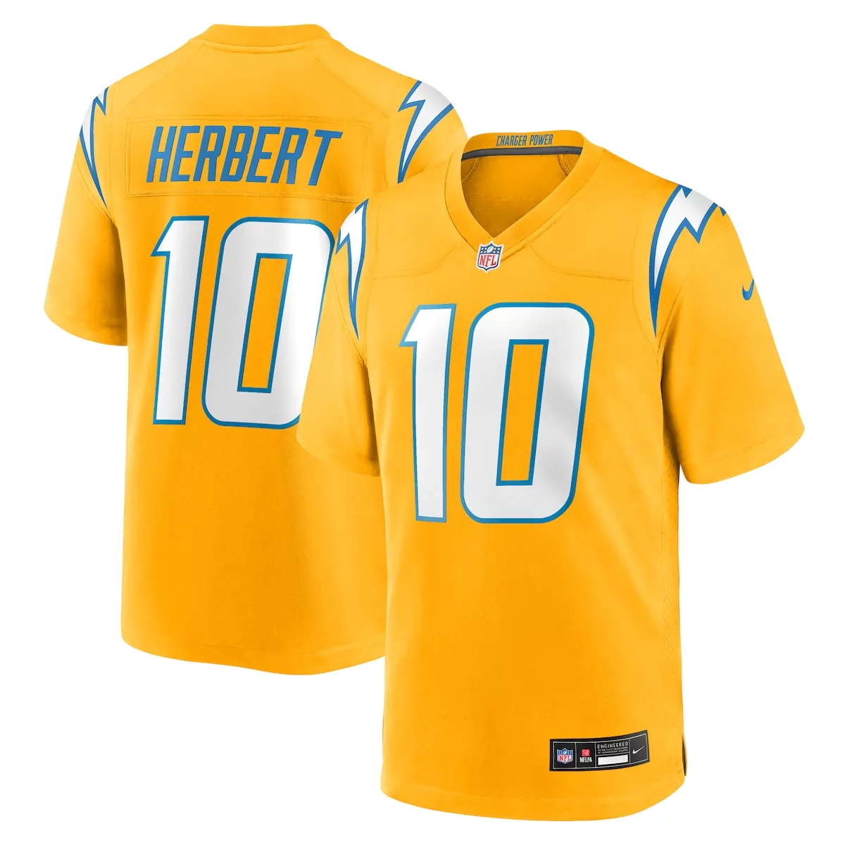 infant los angeles chargers justin herbert powder blue team player game jersey