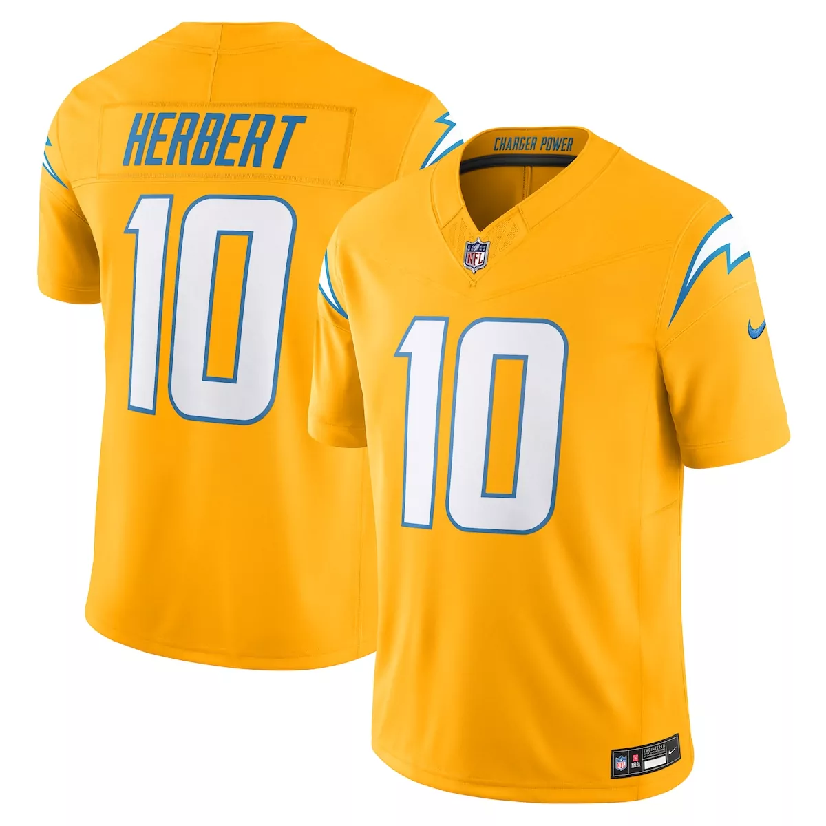 los angeles chargers justin herbert gold alternate charger power vapor f u s e limited jersey 1bm