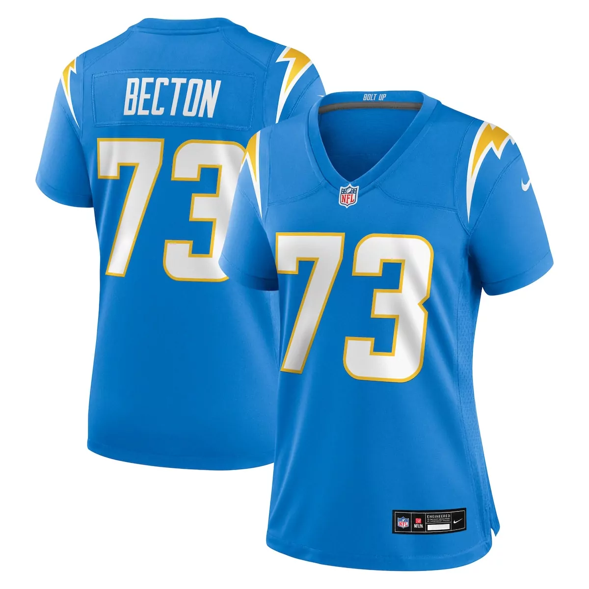 los angeles chargers mekhi becton powder blue team game jersey p7z