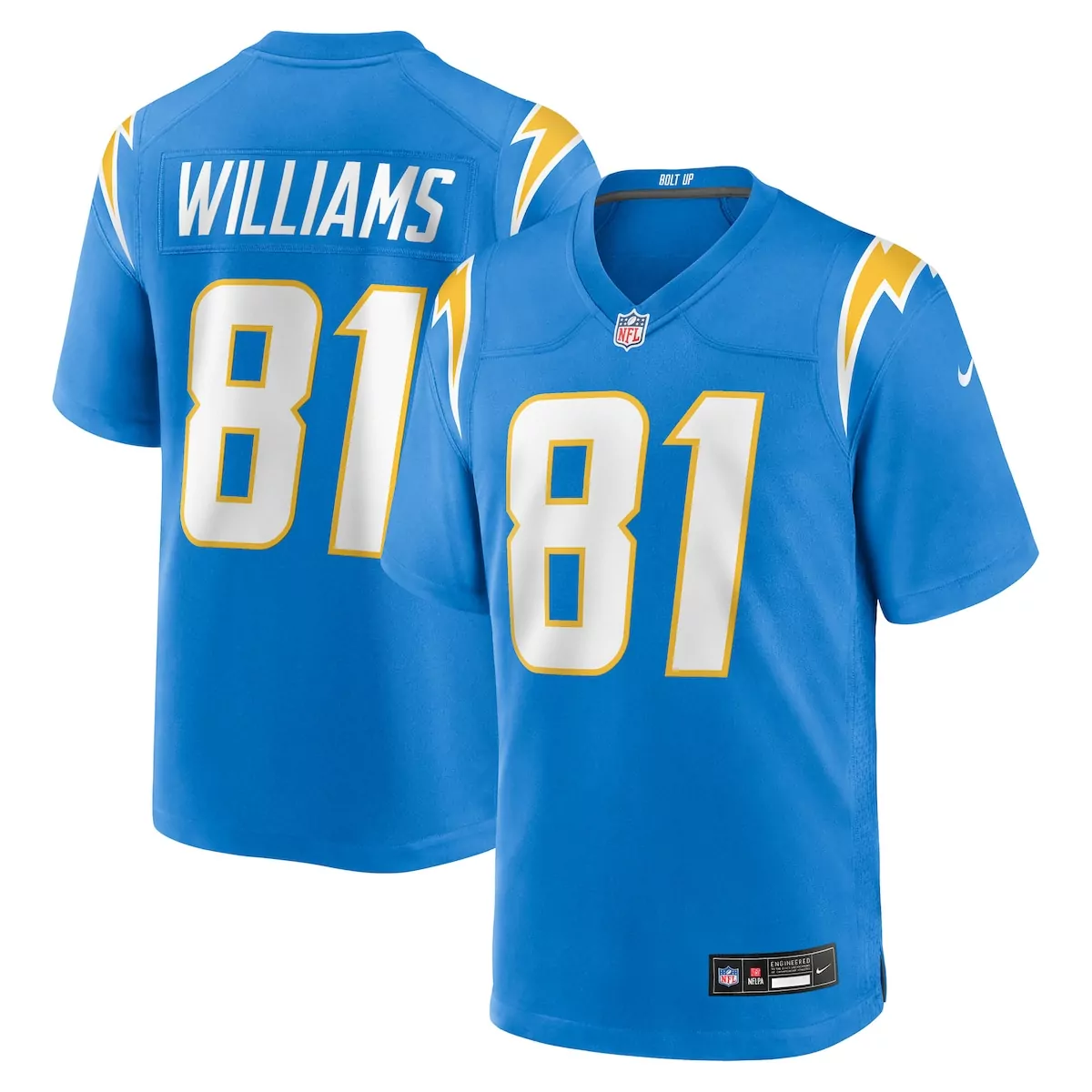 los angeles chargers michael dunn powder blue team game jersey 4ra