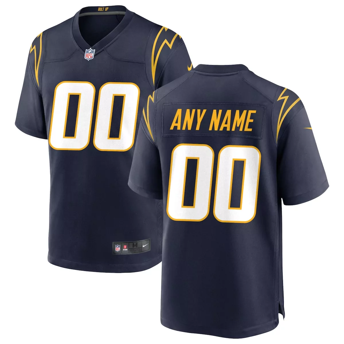 los angeles chargers gold alternate charger power game custom jersey djb