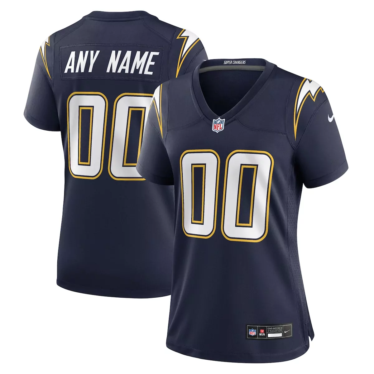 los angeles chargers navy alternate super chargers game custom jersey kuf