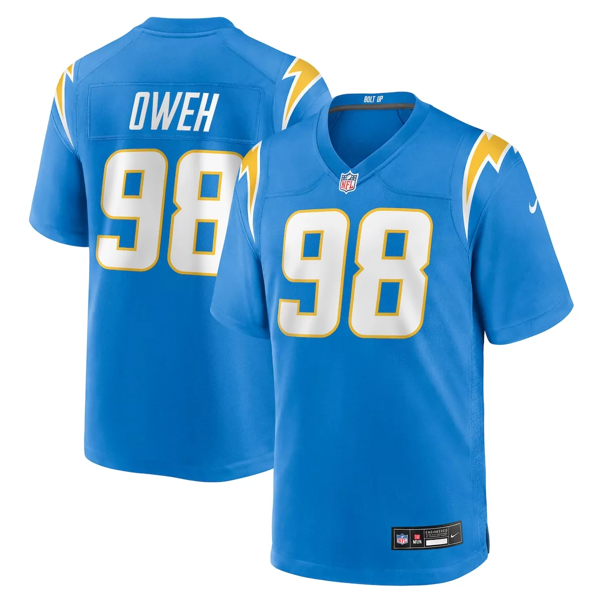 los angeles chargers odafe oweh powder blue team game jersey krn