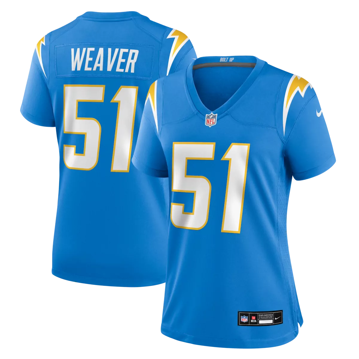 los angeles chargers quentin johnston powder blue game jersey