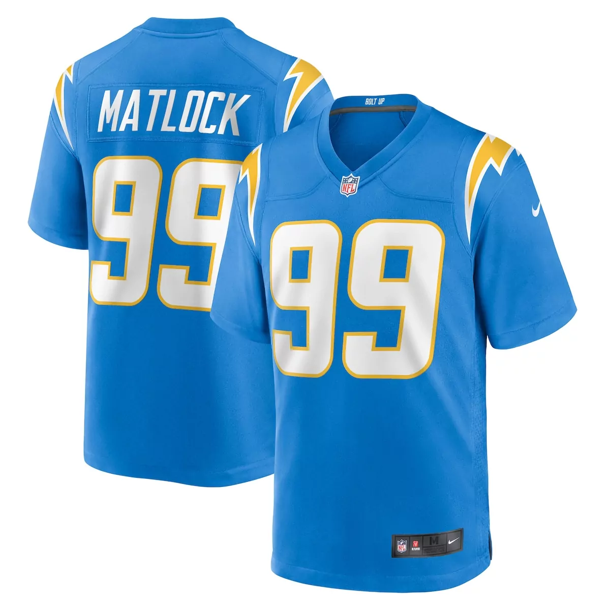 los angeles chargers scott matlock powder blue team game jersey fjn