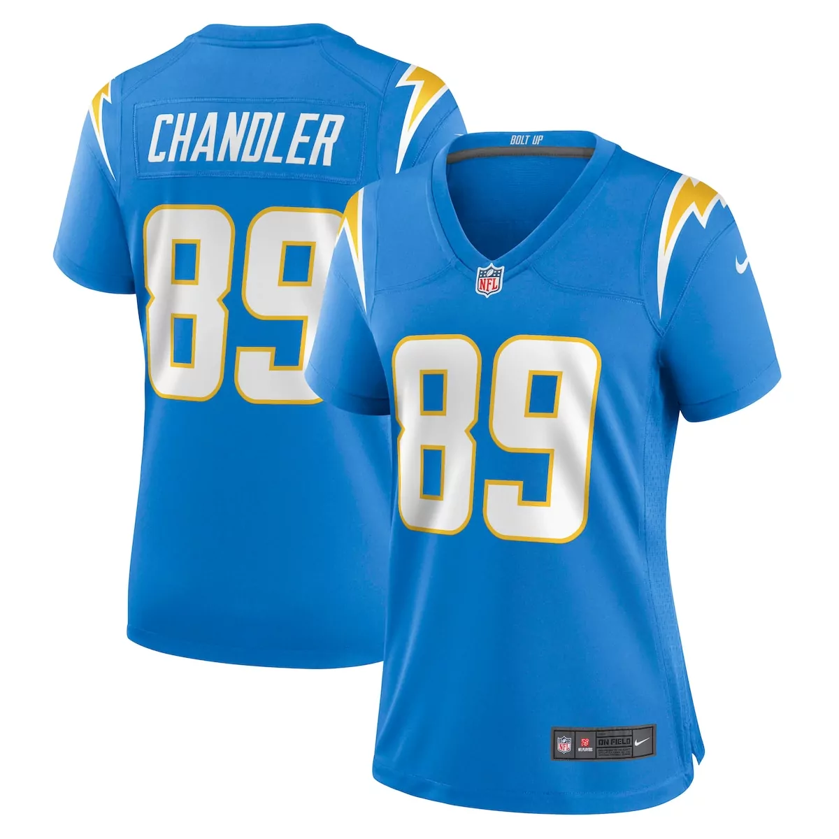 los angeles chargers wes chandler powder blue retired player jersey uz0