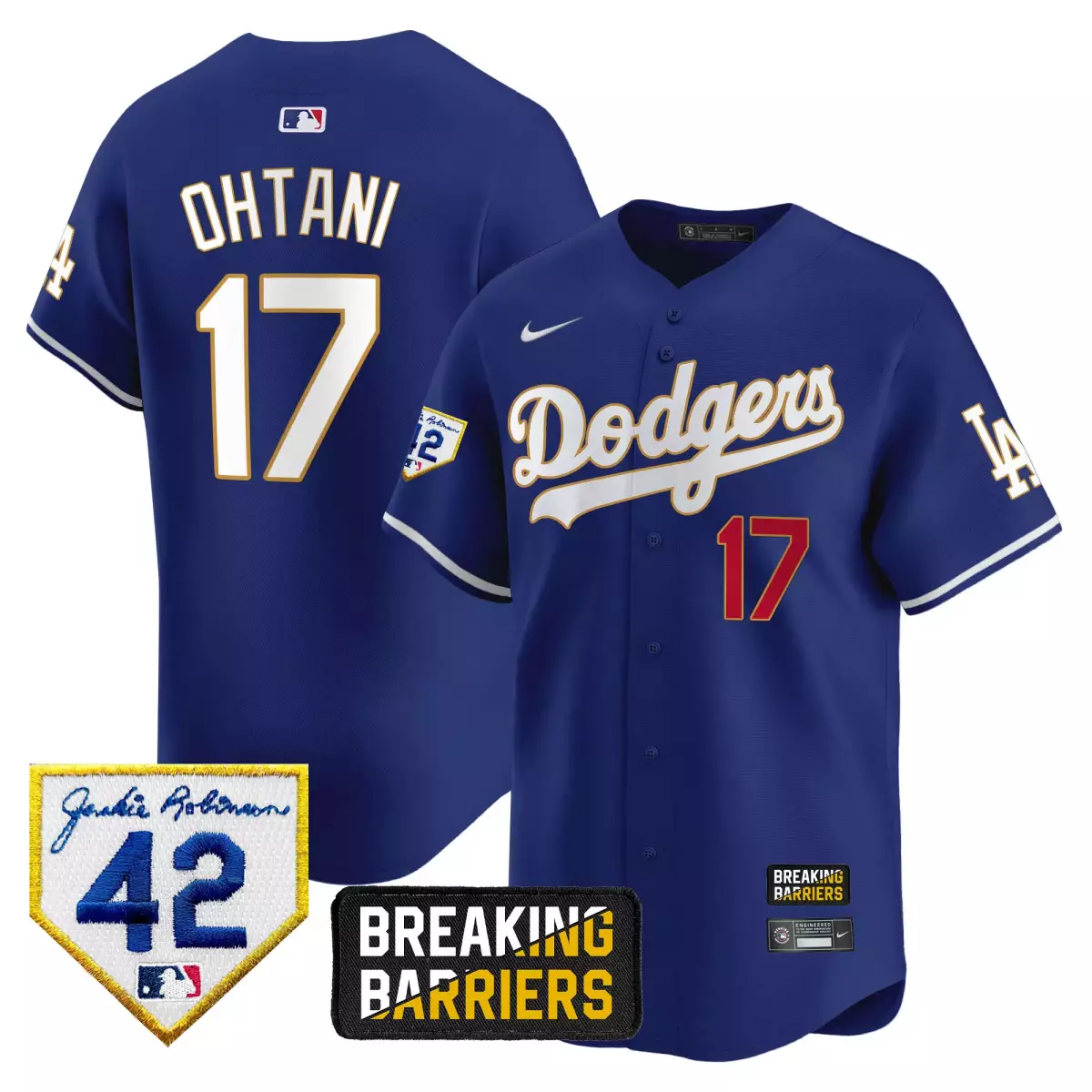 los angeles dodgers 17 shohei ohtani navy jersey 2025 vin scully 34 fernando patch gold vapor premier limited all stitch