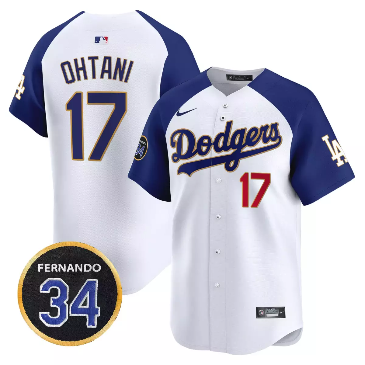 los angeles dodgers 17 shohei ohtani white jersey fernando valenzuela memorial patch vapor premier limited all stitched 1