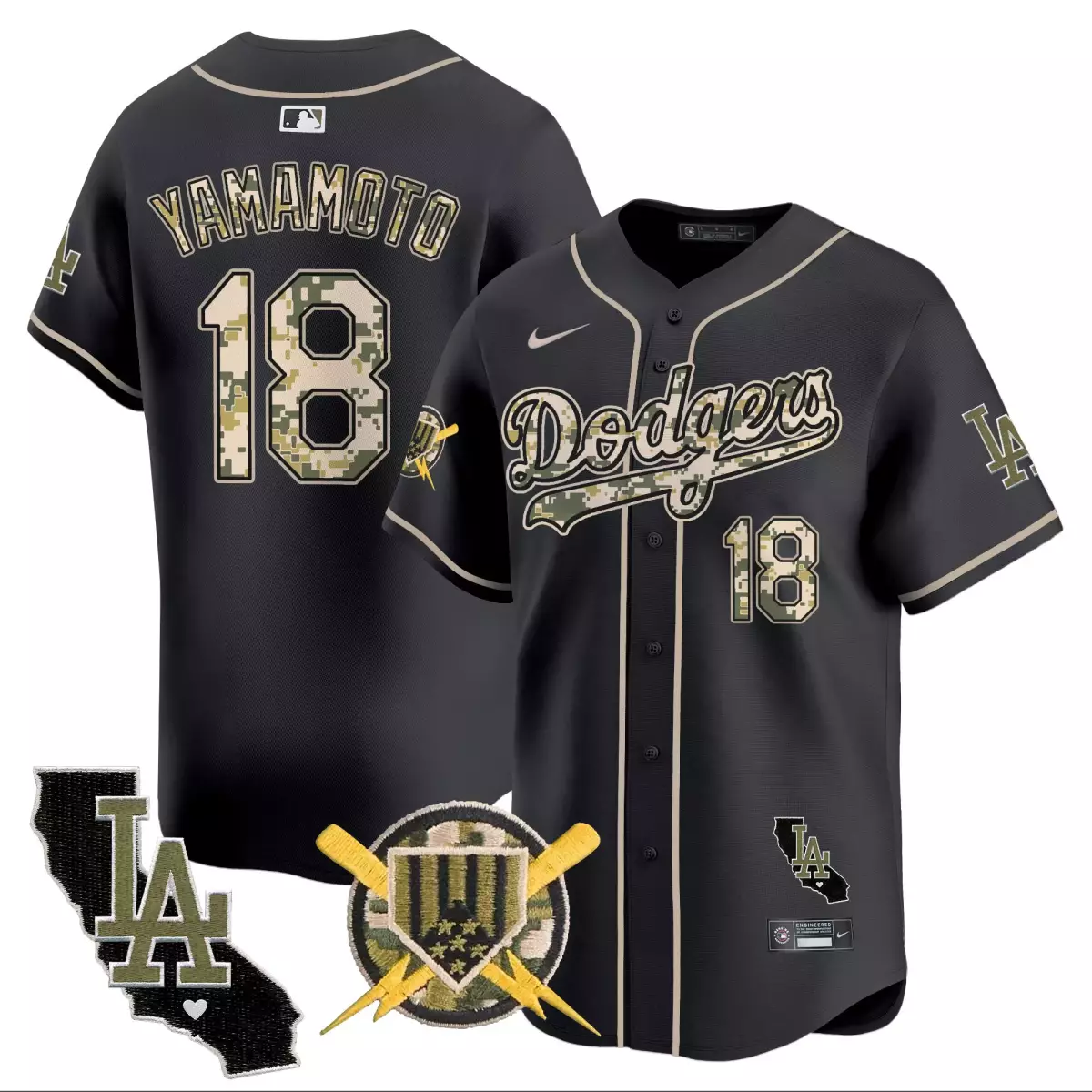 Yamamoto Dodgers Armed Forces Day Black Jersey | Vapor Premier Limited Edition | Perfect Fan Gear for Men, Women & Youth
