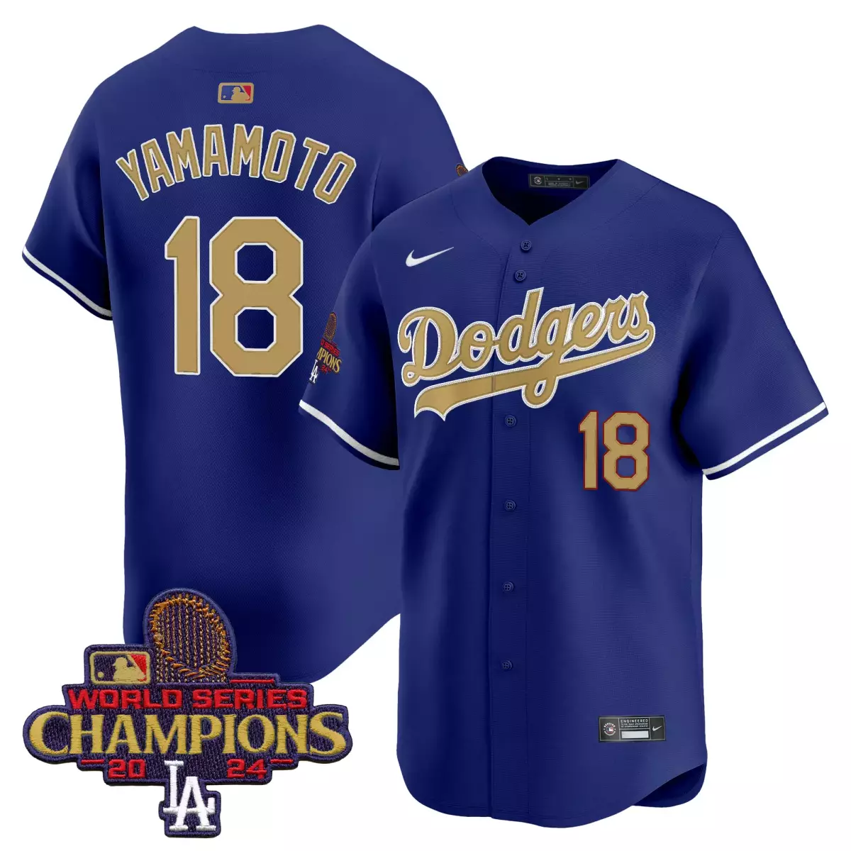 los angeles dodgers 18 yamamoto black gold jersey 2024 jackie robinson patch vapor premier limited all stitched