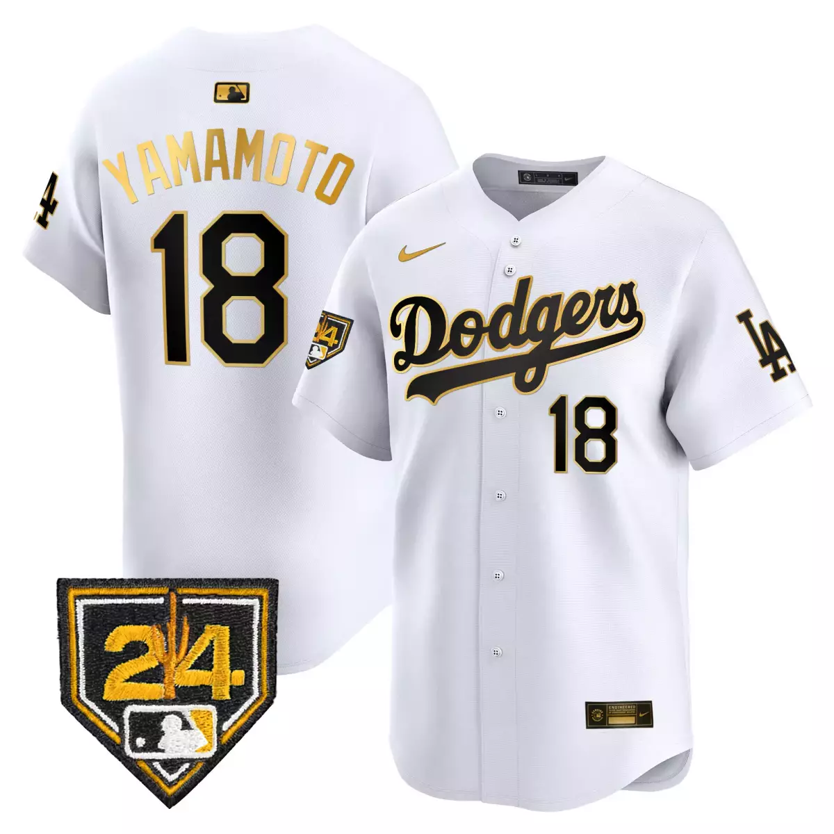 los angeles dodgers 18 yamamoto navy jersey 2025 gold vapor premier limited all stitched kw5