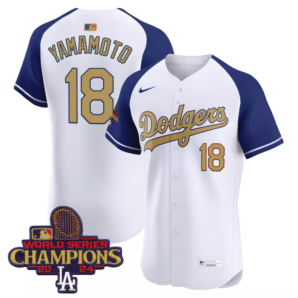 Yamamoto Dodgers 2025 White Jersey | Gold Vapor Premier Elite | All Stitched | For Men, Women & Youth