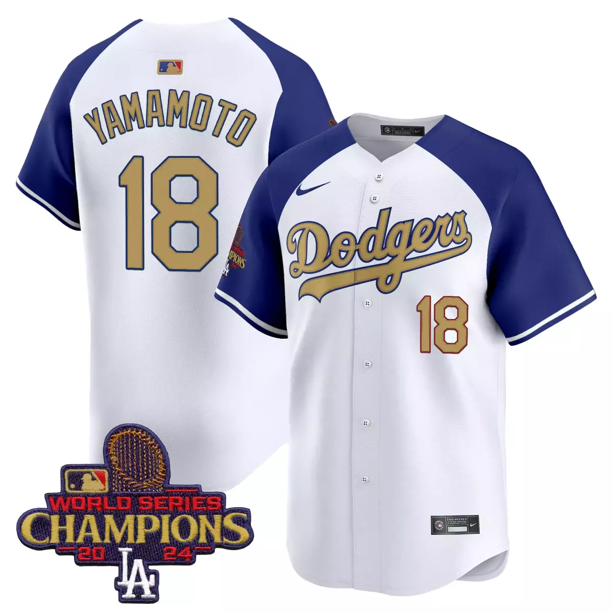 Yamamoto Dodgers 2025 White Jersey | Gold Vapor Premier Limited | All Stitched | For Men, Women & Youth