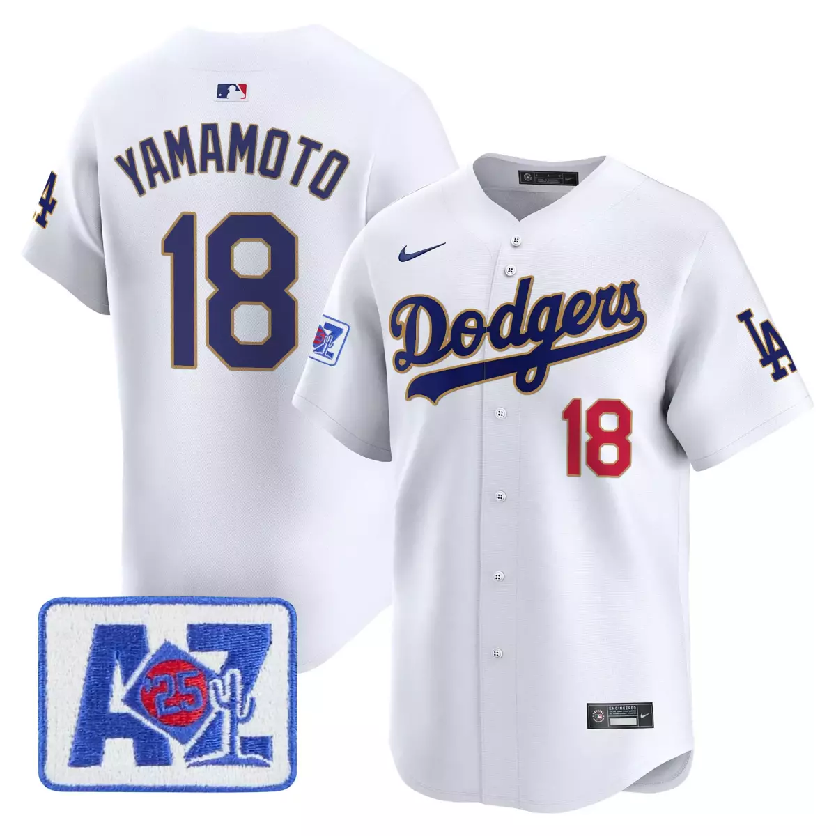 los angeles dodgers 18 yamamoto white jersey 2025 spring training patch vapor premier limited all stitched xd5