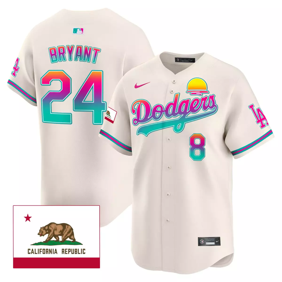 los angeles dodgers 24 kobe bryant cream jersey 2024 los angeles city style vapor premier limited all stitched