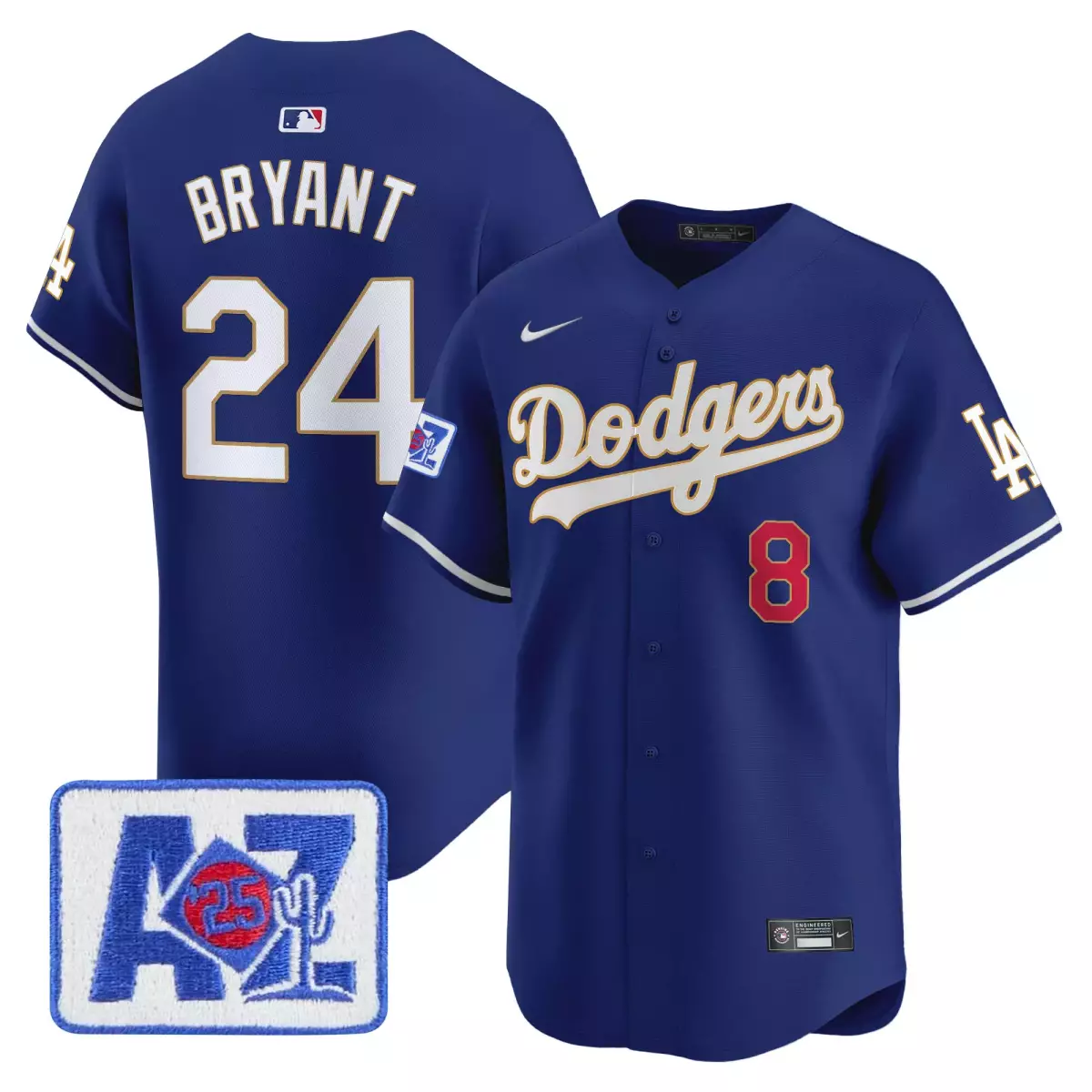 los angeles dodgers 24 kobe bryant navy jersey 2025 gold vapor premier limited all stitched