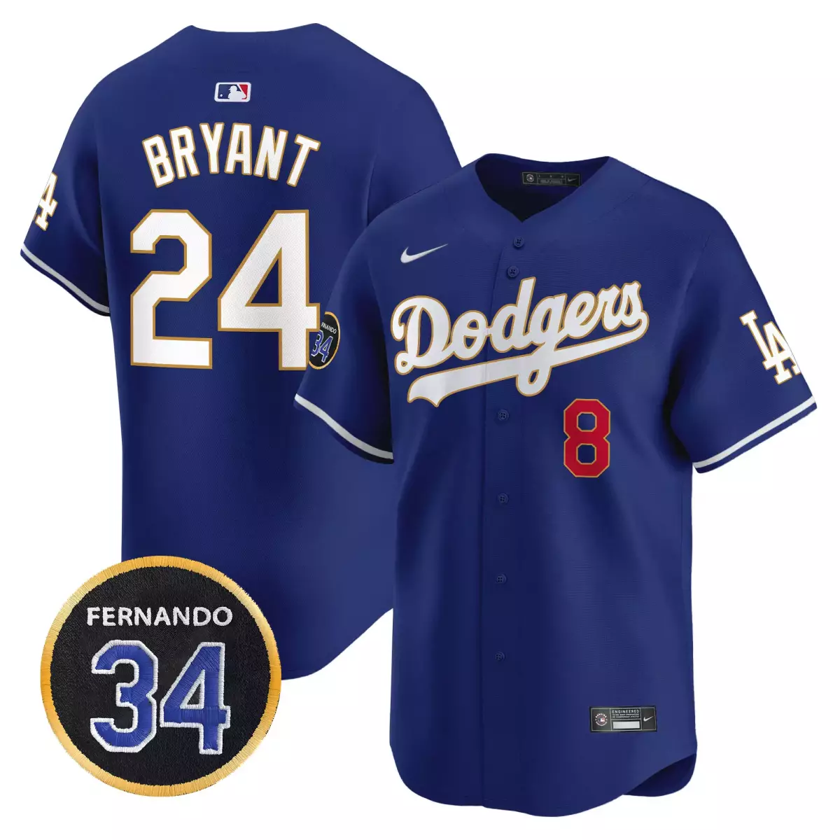 los angeles dodgers 24 kobe bryant navy jersey 2025 gold vapor premier limited all stitched