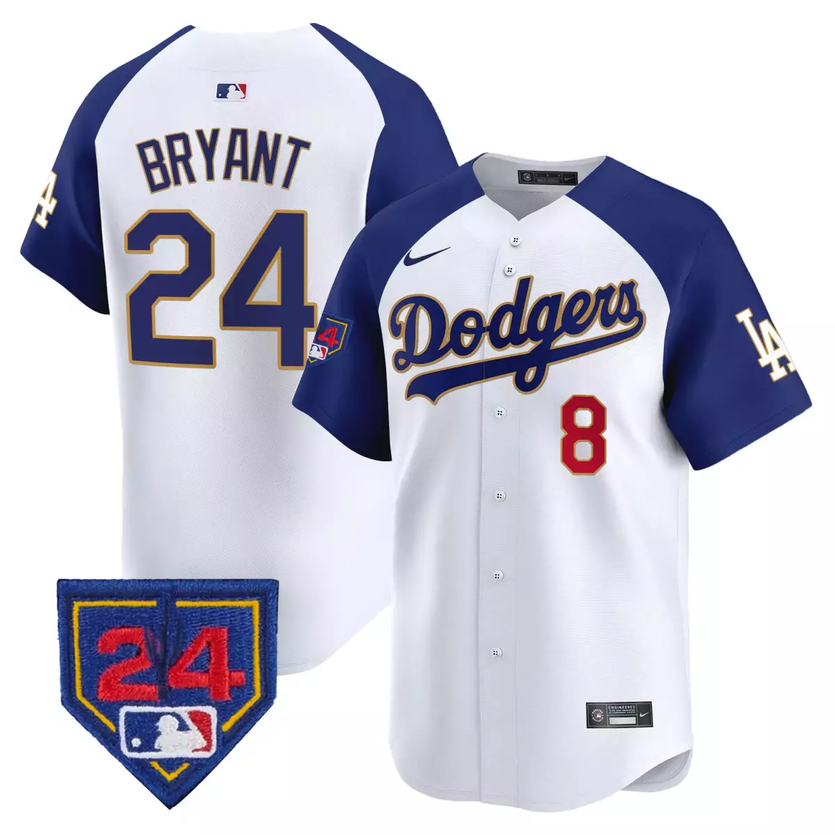 los angeles dodgers 24 kobe bryant white jersey 2024 los angeles city style vapor premier limited v2 all stitched lea