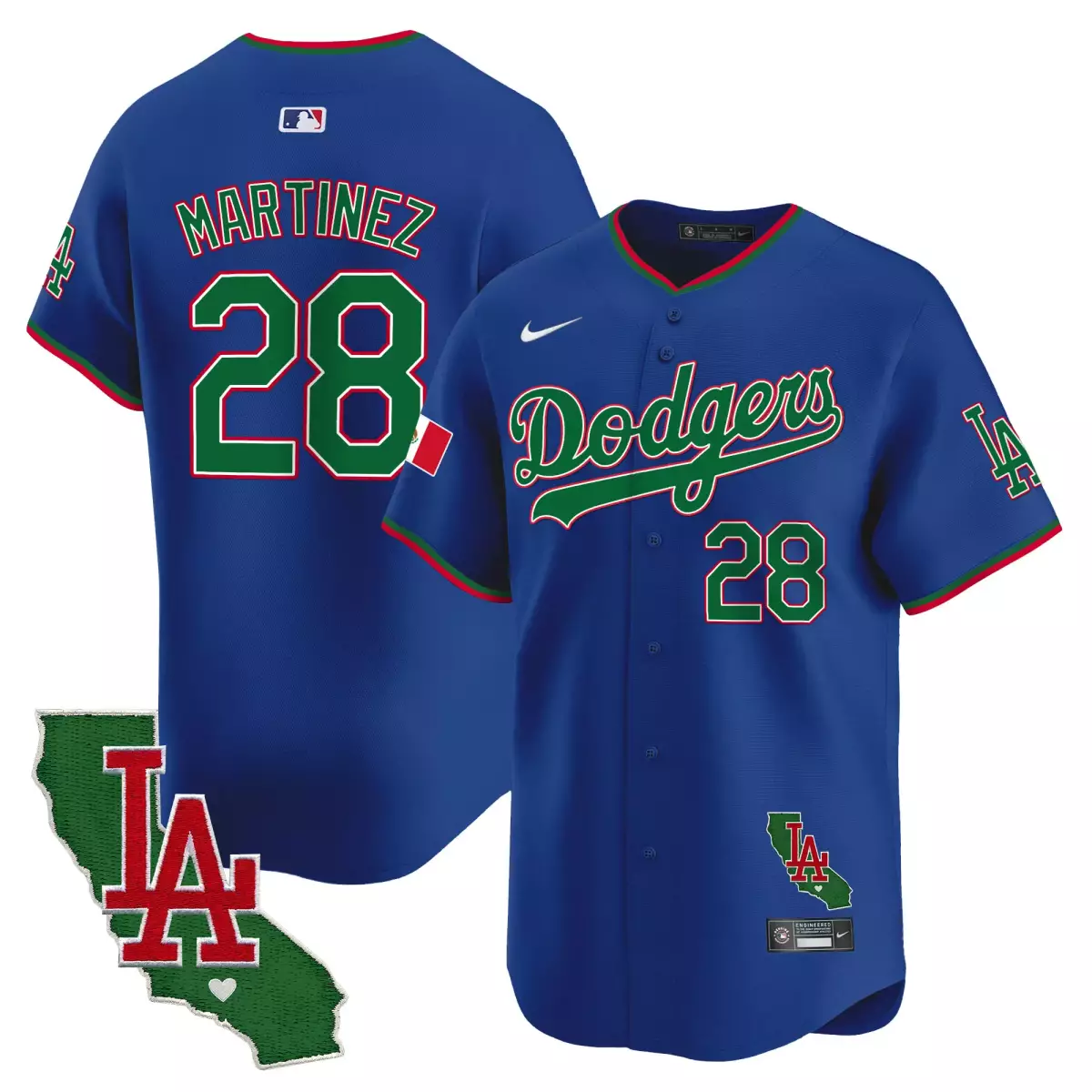 los angeles dodgers 28 martinez navy jersey mexico california patch vapor premier limited v4 all stitched
