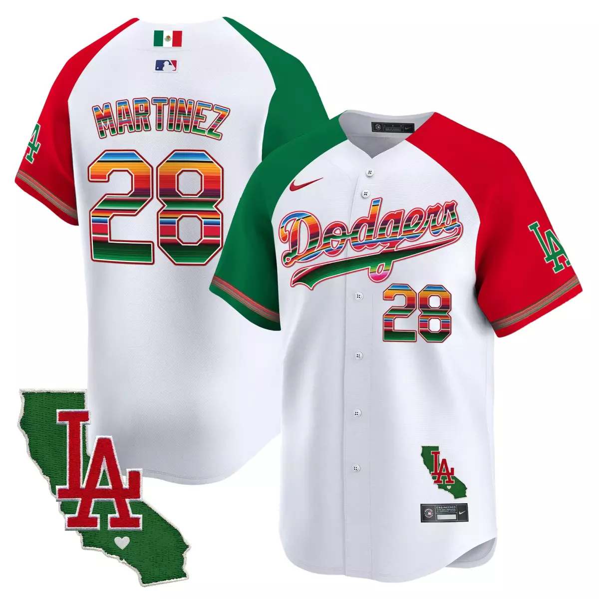 los angeles dodgers 28 martinez white jersey mexico california patch vapor premier limited all stitched ytj