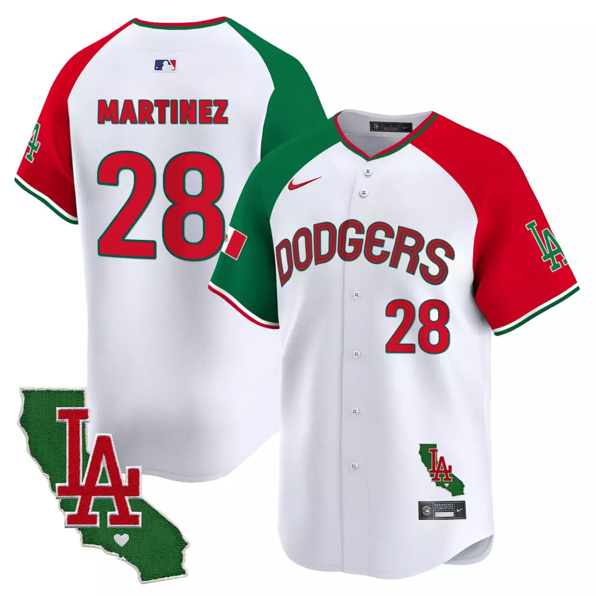 los angeles dodgers 28 martinez white jersey mexico california patch vapor premier limited all stitched ytj
