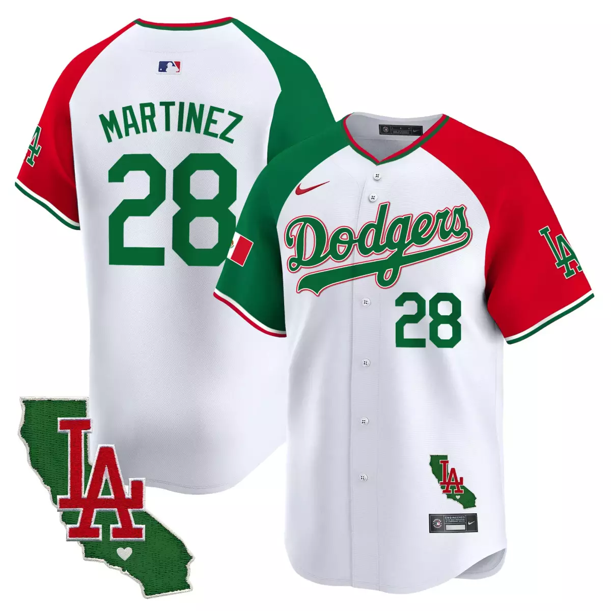 los angeles dodgers 28 martinez white jersey mexico california patch vapor premier limited v4 all stitched cjk