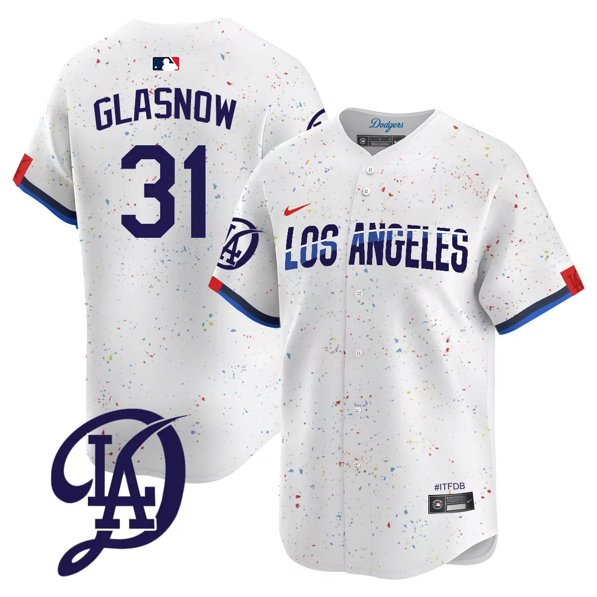 los angeles dodgers 31 glasnow white jersey 2024 city connect vapor premier limited all stitched