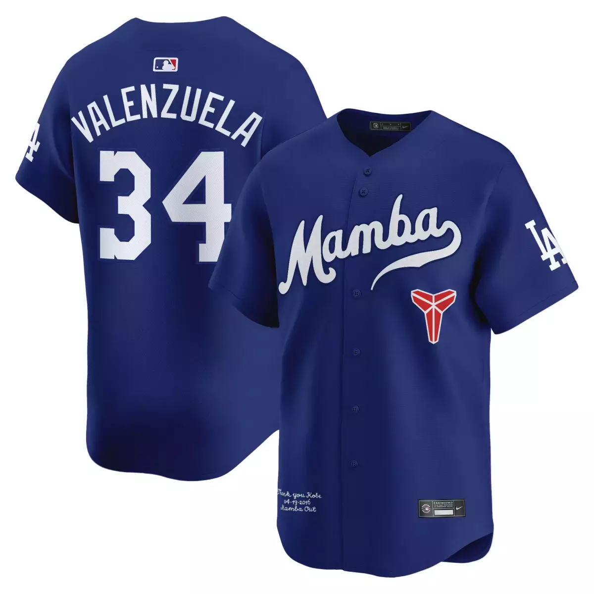 los angeles dodgers 34 valenzuela navy jersey kobe bryant mamba vapor premier limited all stitched