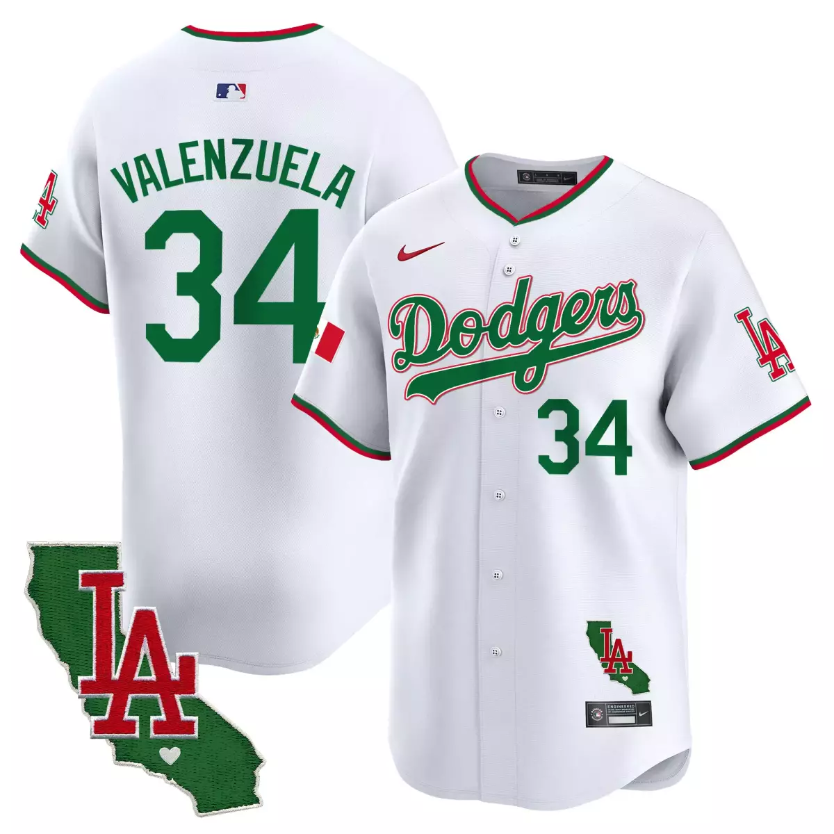 los angeles dodgers 34 valenzuela white jersey mexico california patch vapor premier limited v3 all stitched 7k6