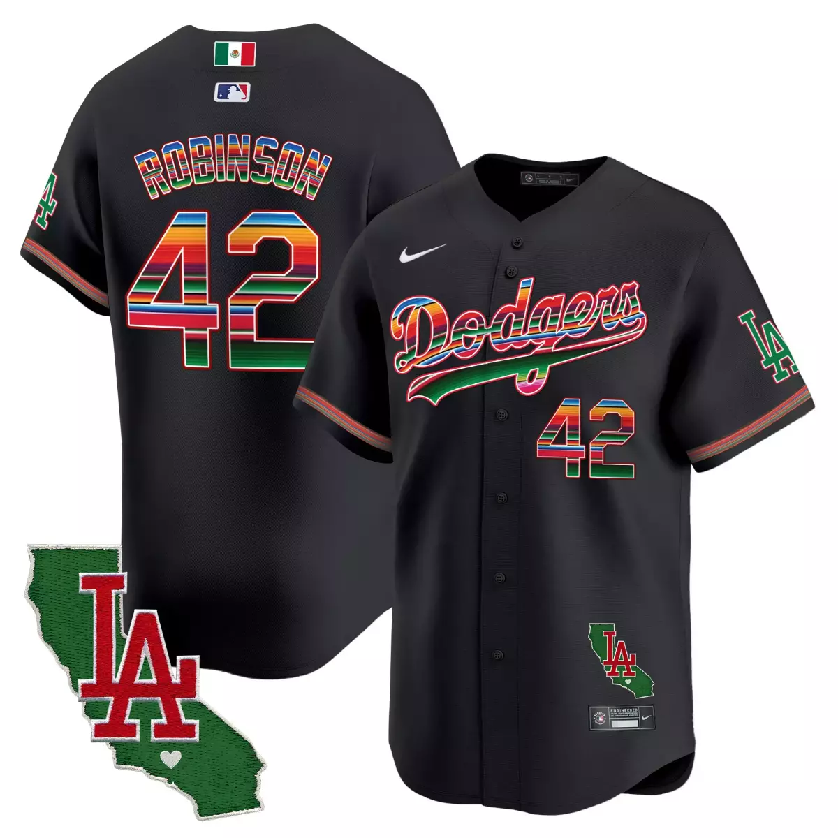 los angeles dodgers 42 robinson black jersey mexico california patch vapor premier limited v2 all stitched