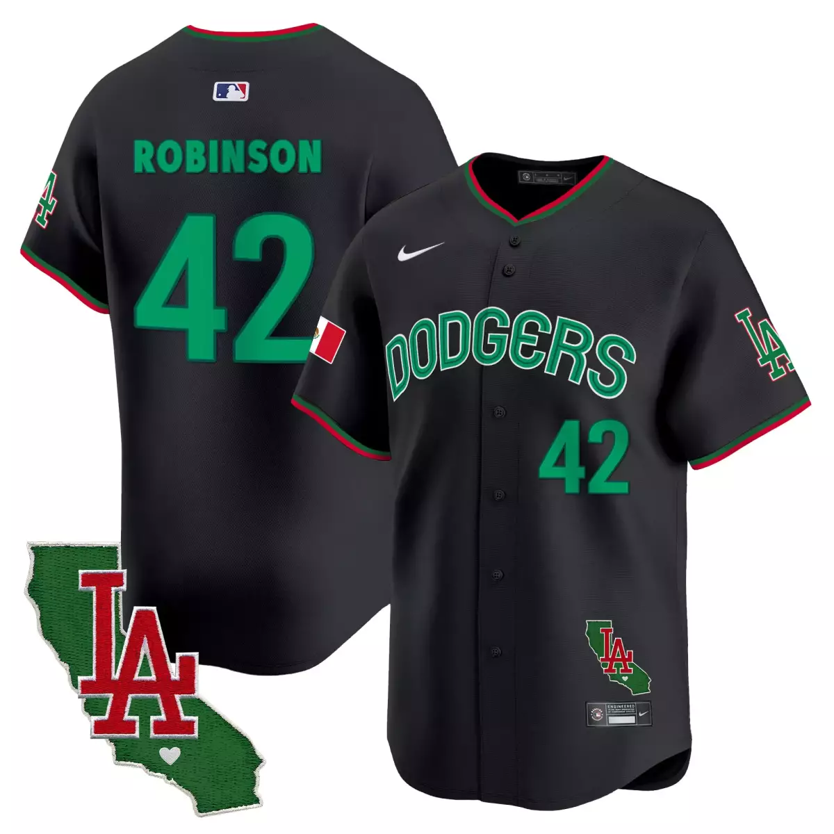 los angeles dodgers 42 robinson black jersey mexico california patch vapor premier limited v2 all stitched